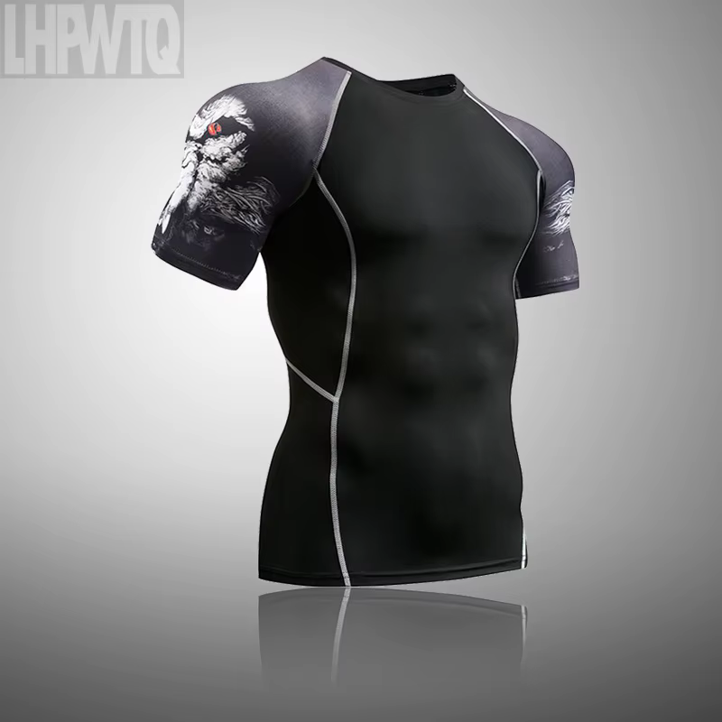 T-shirt de compression à manches courtes pour homme, idéal pour la course, le fitness, le MMA, le rashguard et les sports de plein air, ensemble de survêtement