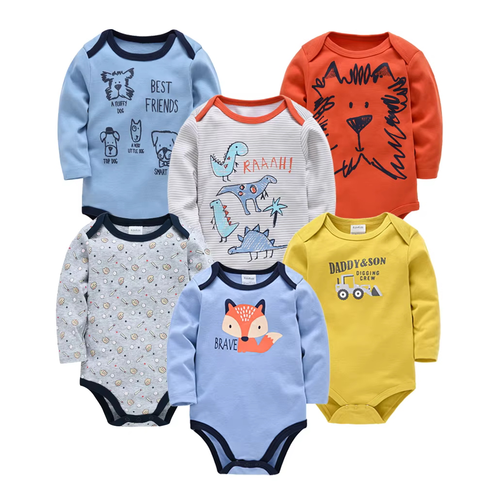 Body bébé 2026 à manches longues, printemps-automne, pour filles et garçons, vêtements imprimés dessin animé, 0-24 mois, tenue extérieure pour nouveau-né et nourrisson