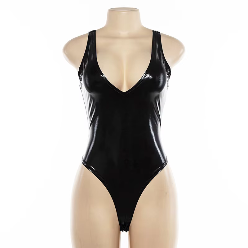 Body en cuir noir pour femmes