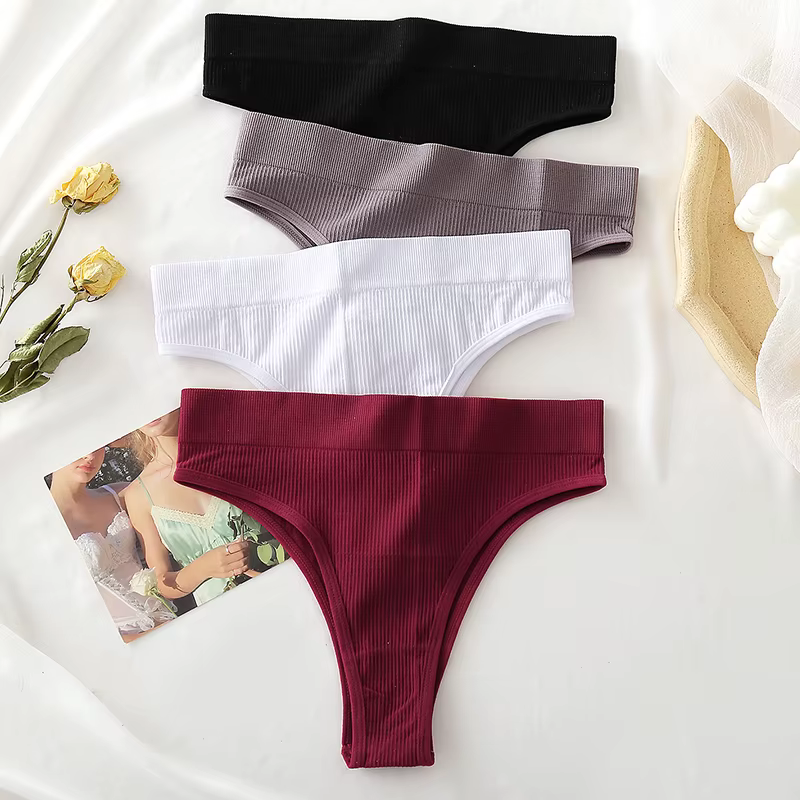 3 pièces/ensemble femmes coton culottes sans couture taille haute tongs confortable Sexy femme caleçons