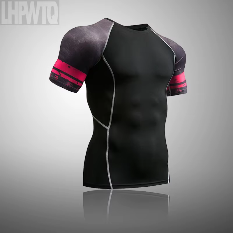 T-shirt de compression à manches courtes pour homme, idéal pour la course, le fitness, le MMA, le rashguard et les sports de plein air, ensemble de survêtement