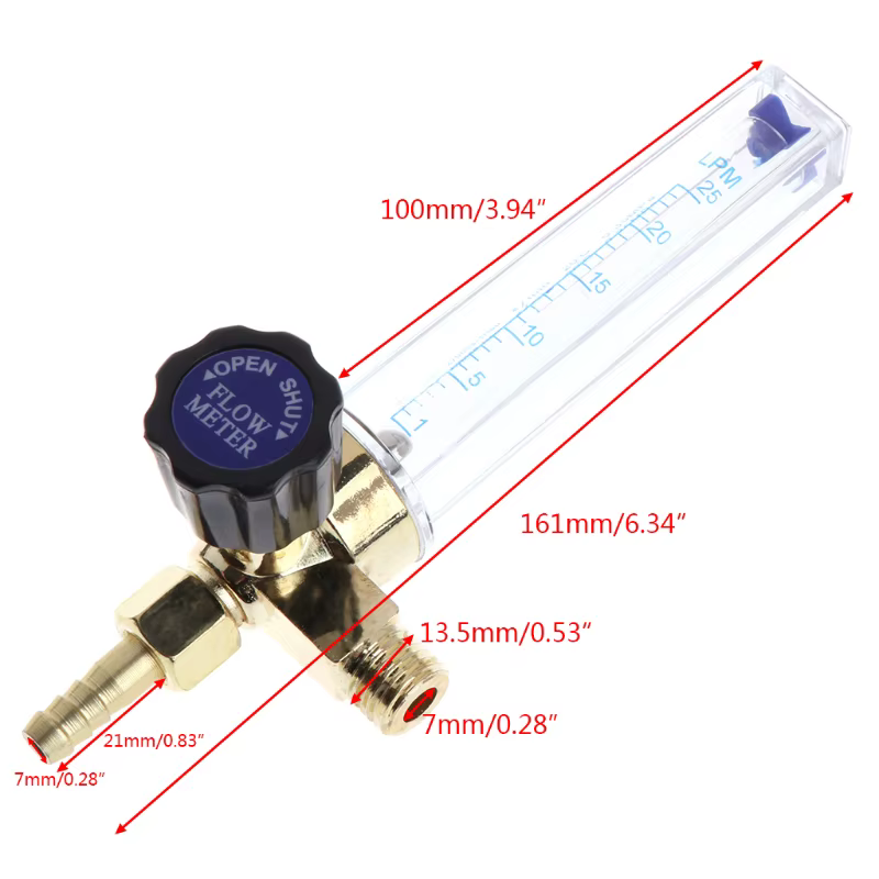 Régulateur de débit de gaz CO2 Ar, filetage 1/4PT 7mm, 0.35 MPA