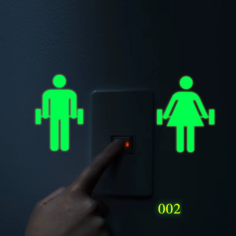 Autocollant mural lumineux pour porte de toilettes, décoration de maison, décoration de toilettes, autocollants fluorescents, qui brillent dans la nuit