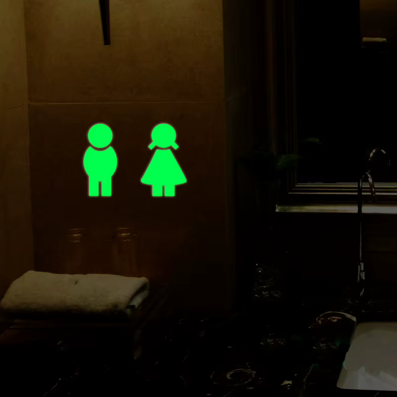 Autocollant mural lumineux pour porte de toilettes, décoration de maison, décoration de toilettes, autocollants fluorescents, qui brillent dans la nuit