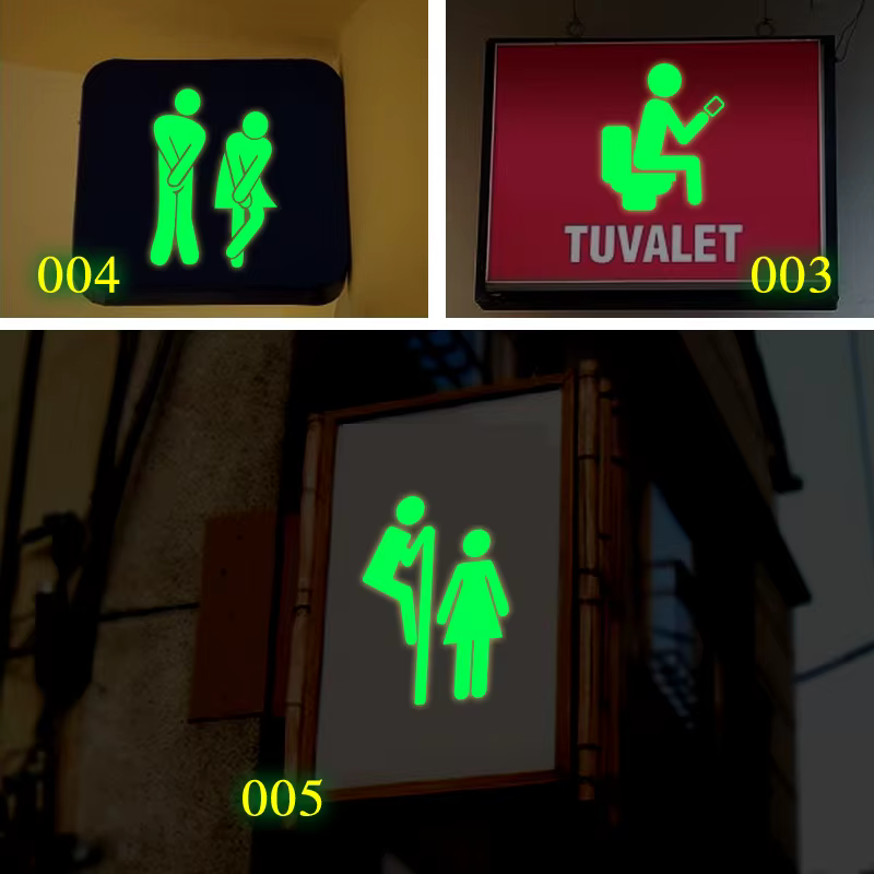 Autocollant mural lumineux pour porte de toilettes, décoration de maison, décoration de toilettes, autocollants fluorescents, qui brillent dans la nuit