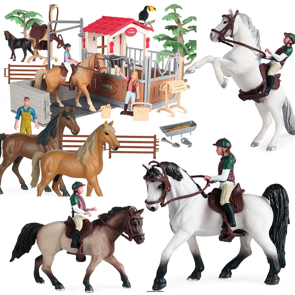 Chevalier équestre chaud cavalier animaux chevaux modèles Action & jouets ​ Figurines Solide Appaloosa Harvard Hannover Clydesdale Gif de Noël