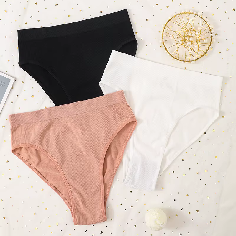 1Pc taille haute culottes femmes slips sans couture coupe