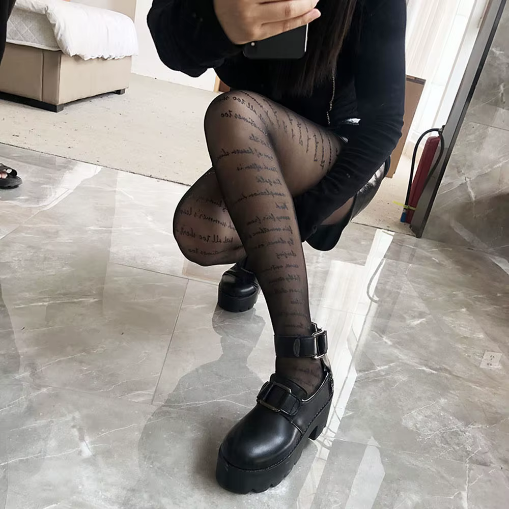 Collants Transparents en Nylon Noir pour Femme