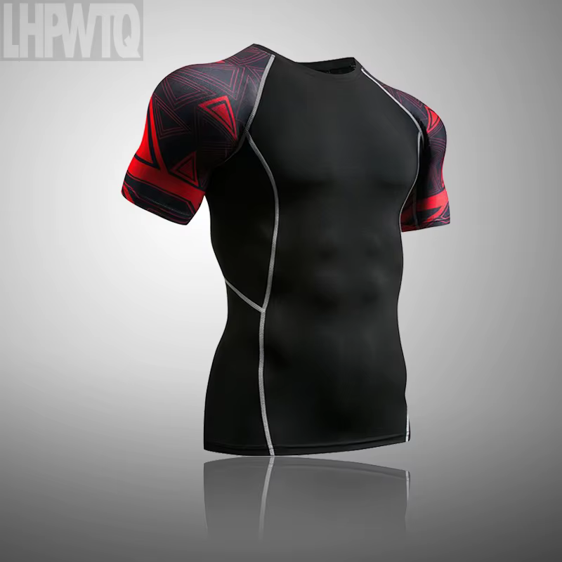 T-shirt de compression à manches courtes pour homme, idéal pour la course, le fitness, le MMA, le rashguard et les sports de plein air, ensemble de survêtement