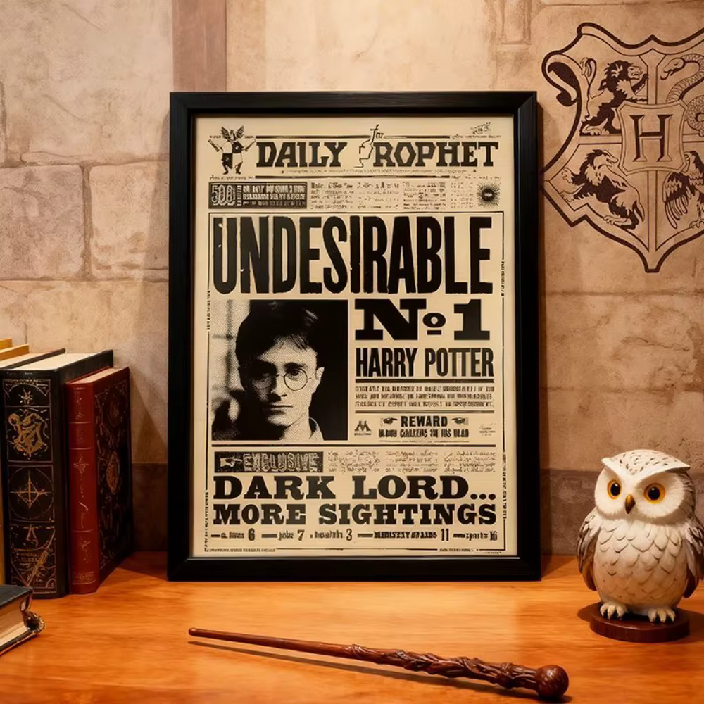 Affiche holographique officielle Harry Potter avec trois variations, The Prophet, mettant en scène des scènes changeantes reconstituant la scène de