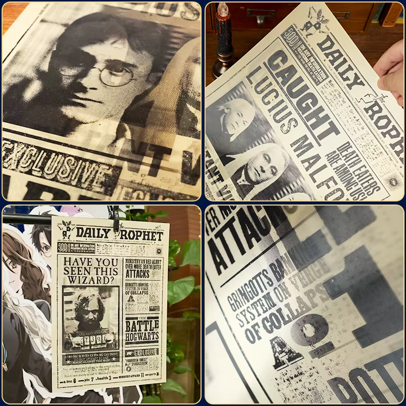 Nouvelle affiche lenticulaire officielle Harry Potter : Réplique des trois affiches de recherche et de la scène de la Prédiction, cadeaux pour fans