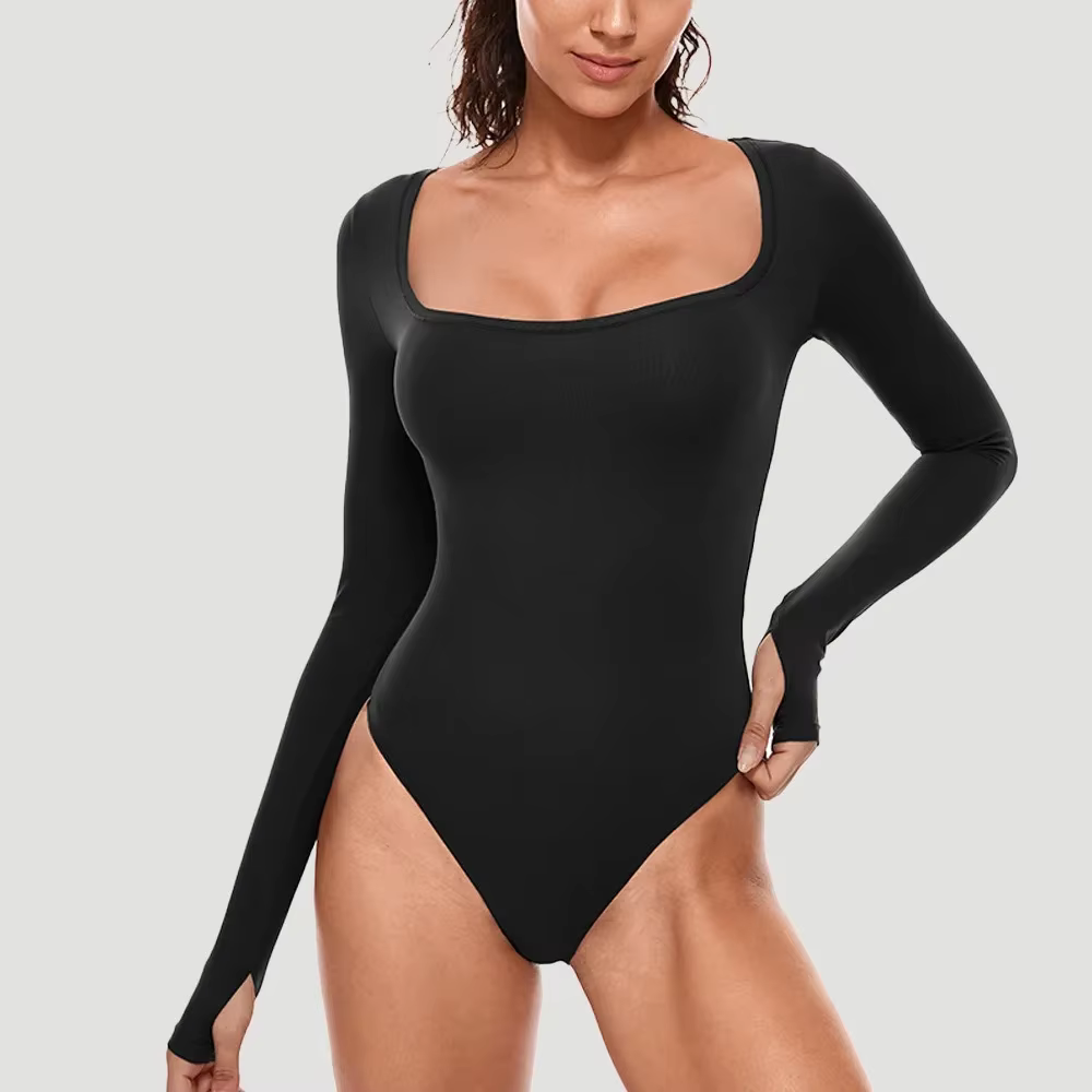 Femme une pièce Body à manches longues sans couture corps Shaper gaine ventre plat Shapewear