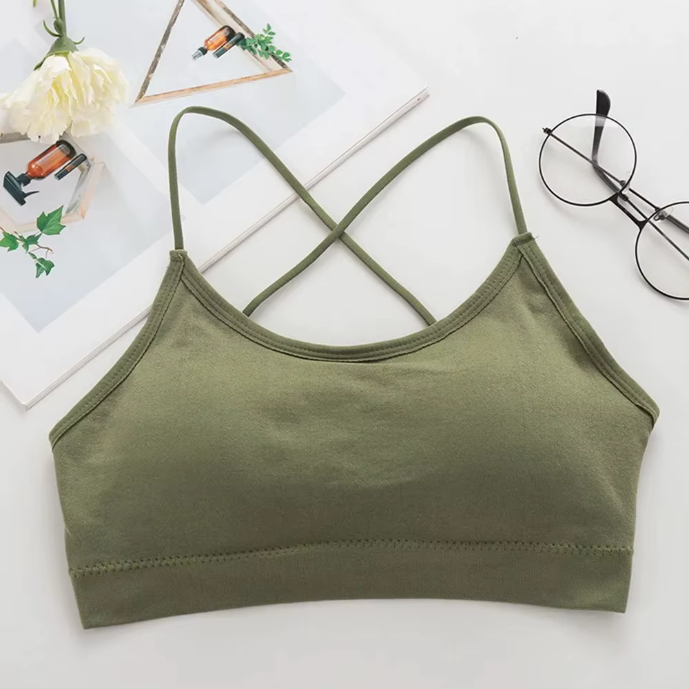 Soutien-gorge Push Up respirant à bretelles croisées pour femme
