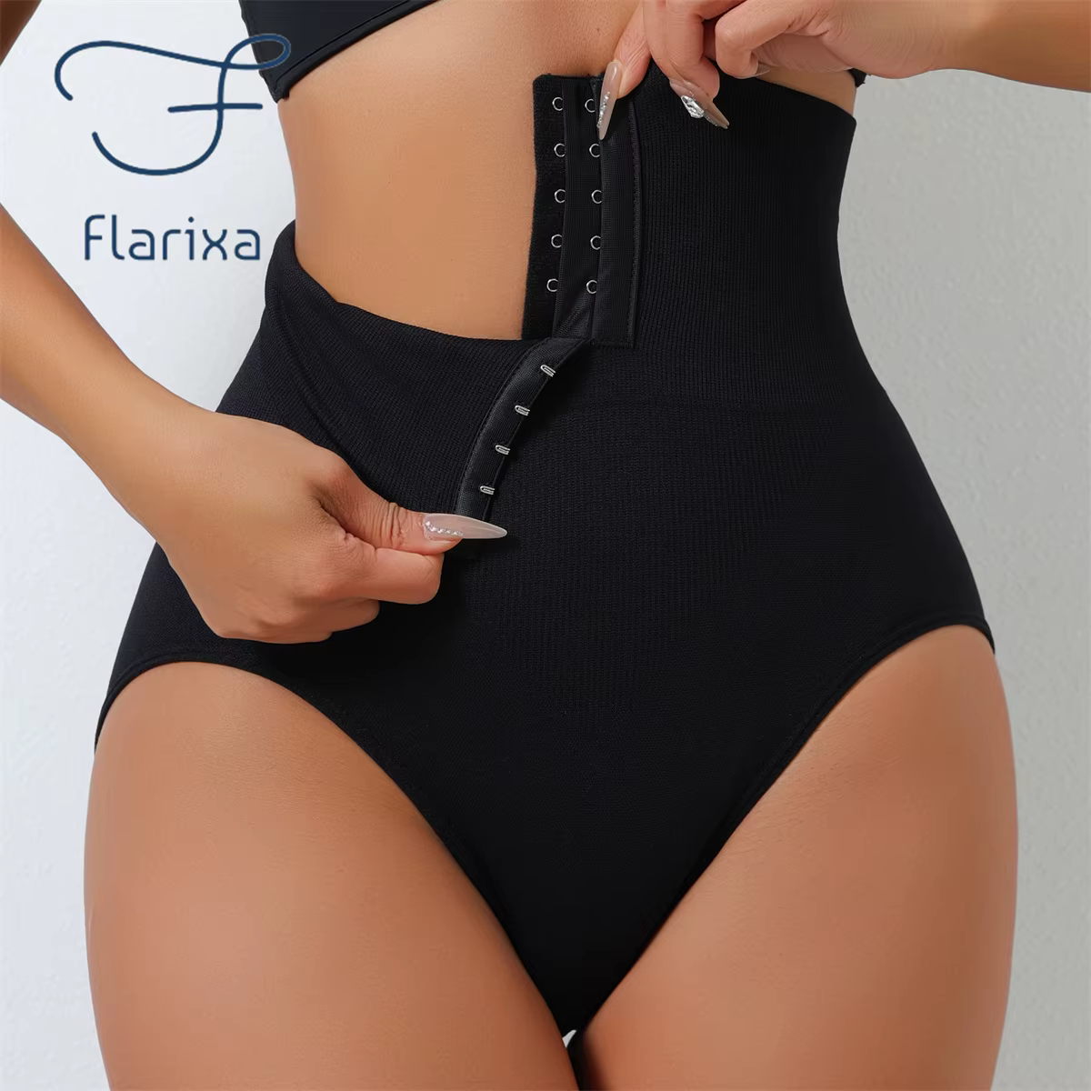 Flarixa taille haute sans couture culotte ventre plat façonnage slips femmes boutonnage