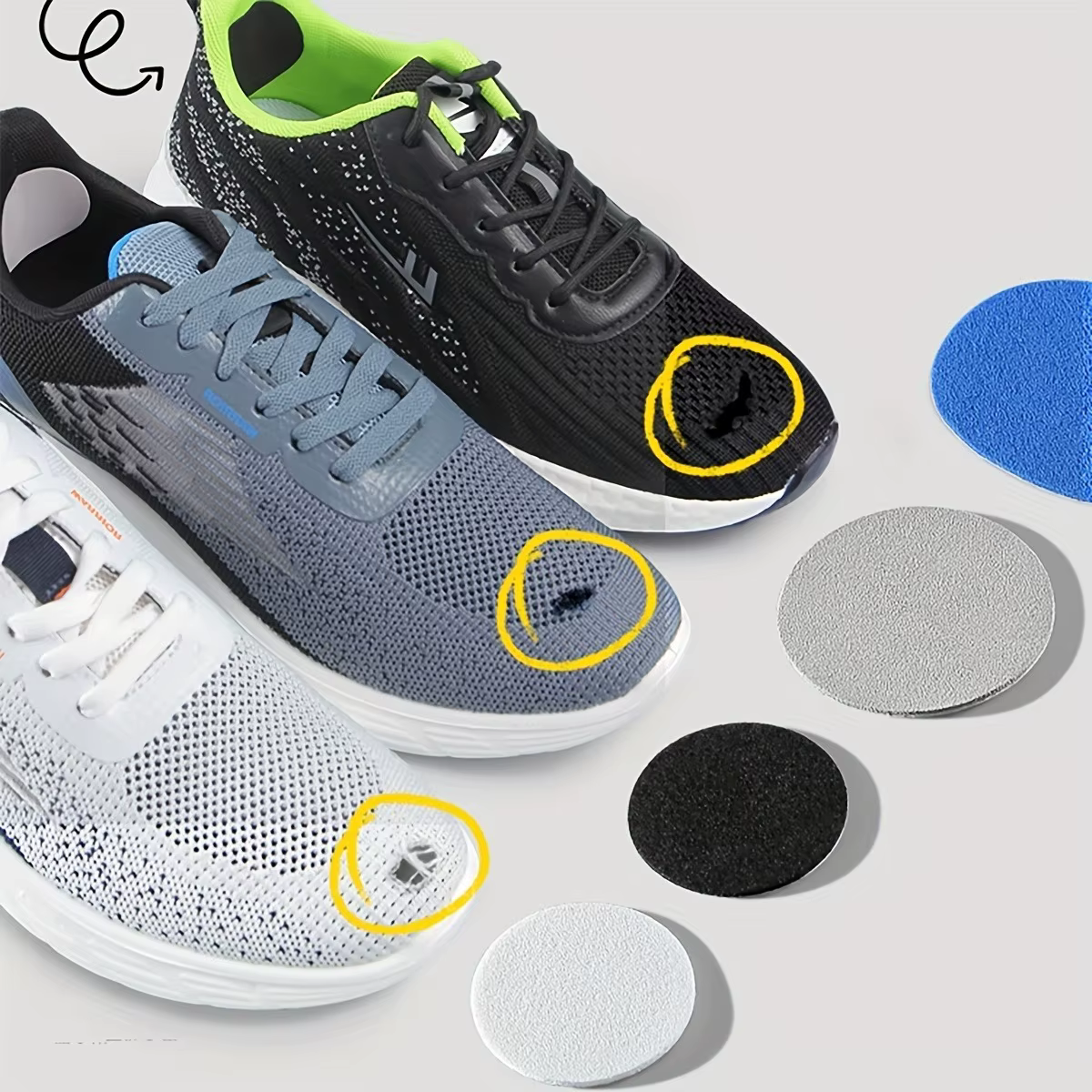 6 Pièces de Patchs Adhésifs pour Chaussures, Réparation Imperméable et Robuste pour Trous, Tissu, Maille, Réparation Invisible des Chaussures, Réparation de Chaussures Sans Couture