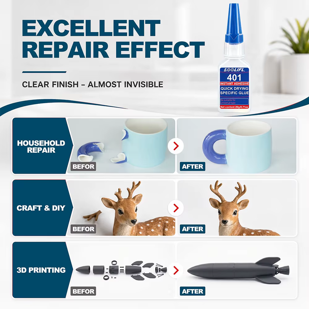 Super Glue (0,71 oz) Adhésif liquide multi-usages pour plastique – Coller le bois, le métal, le caoutchouc, la céramique – Adhérence de qualité industrielle