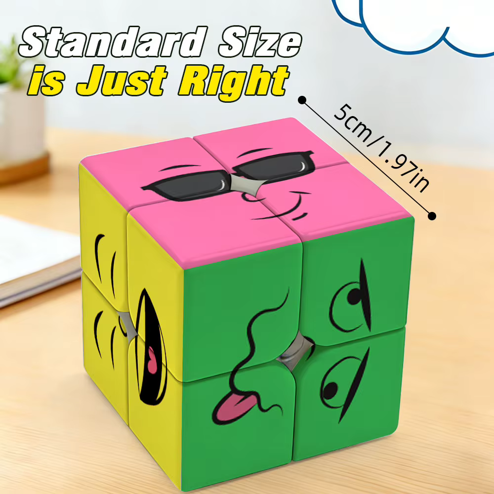 ZIINA STAR Emoji Cube Stickerless, cube de vitesse 2x2, cube de puzzle 3D adapté aux enfants et aux adultes, jouets éducatifs