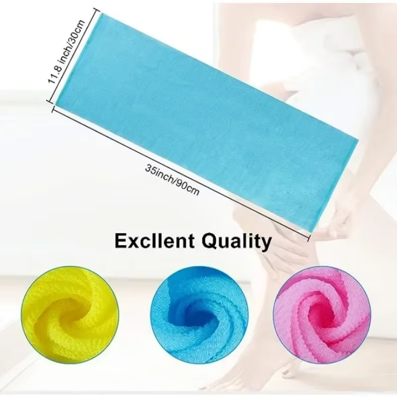 Lingette exfoliante pour la beauté de la peau, Gant de toilette japonais, Serviette de bain en nylon, Serviette polissante pour la peau, Éponge exfoliante pour le dos