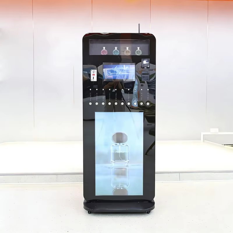Distributeur automatique de parfums personnalisé, vaporisateur de parfums sur pied, distributeur automatique de fragrances avec écran tactile et paiement sans argent liquide