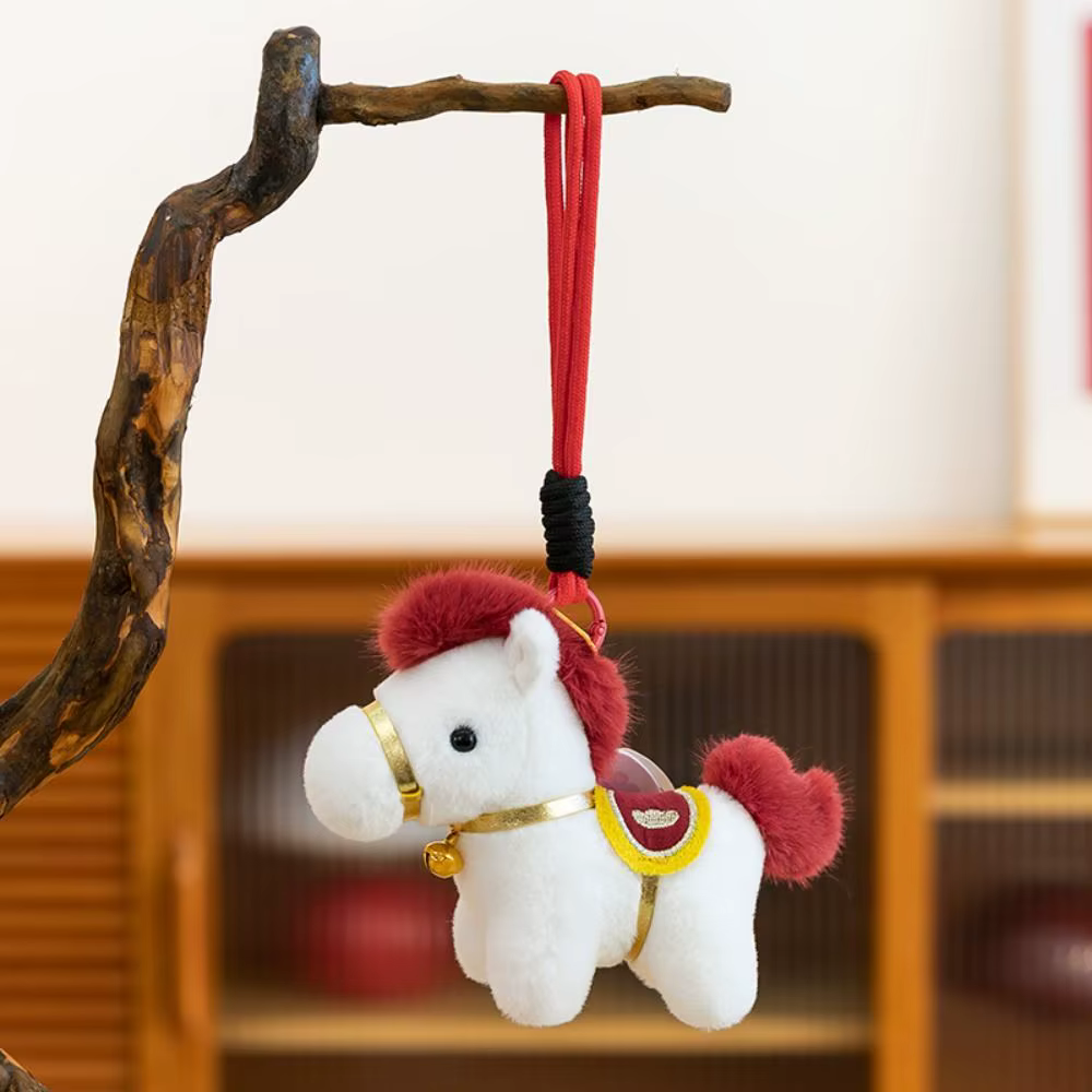 Porte-clés cheval créatif et amusant, mascotte mignonne, pendentif cheval, pelucheux, dessin animé Kawaii, cadeau d'anniversaire