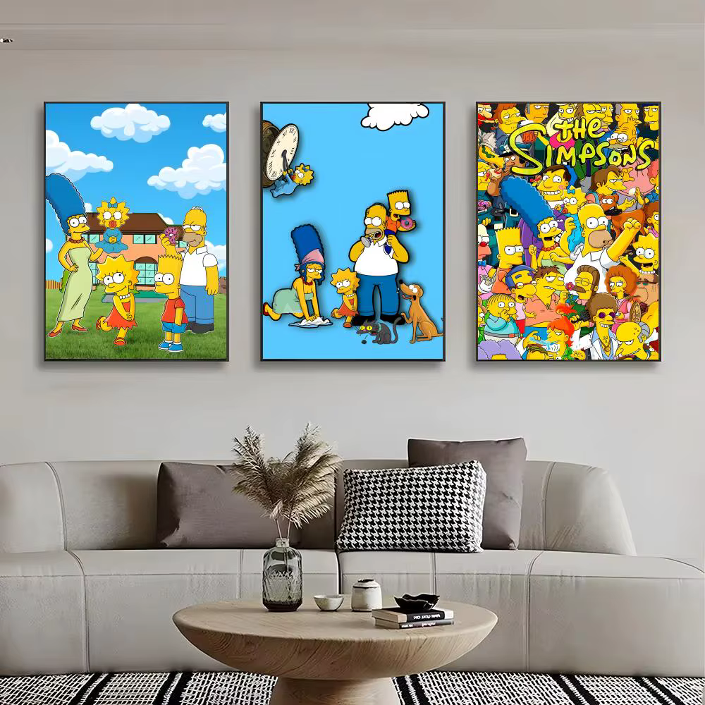 Affiche murale Anime T-The Simpsons, impression artistique adaptée au salon, chambre à coucher, bar, salon, décoration de la maison, cadeau