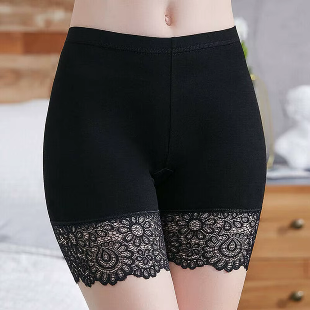 Short de sécurité respirant en dentelle pour femme, pantalon fin, modal, anti-exposition, taille haute, grande taille, legging à quatre coins, été, M ~ 2XL
