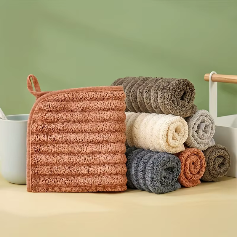 Ensemble de serviettes à main super absorbantes et douces de luxe, 5 pièces, 11.8x11.8 pouces, débarbouillettes à séchage rapide pour les nécessités ménagères et quotidiennes