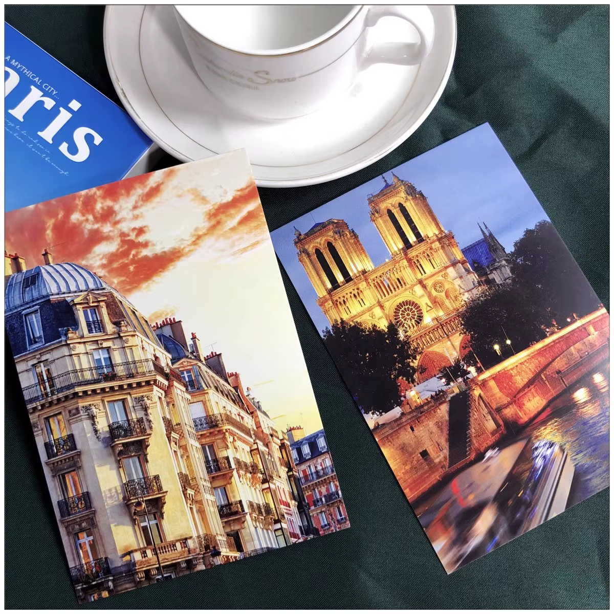  Ensemble de 30 cartes postales de voyage à Paris - Cartes de vœux avec vue sur la Tour Eiffel et la Seine - Cadeaux romantiques de voyage