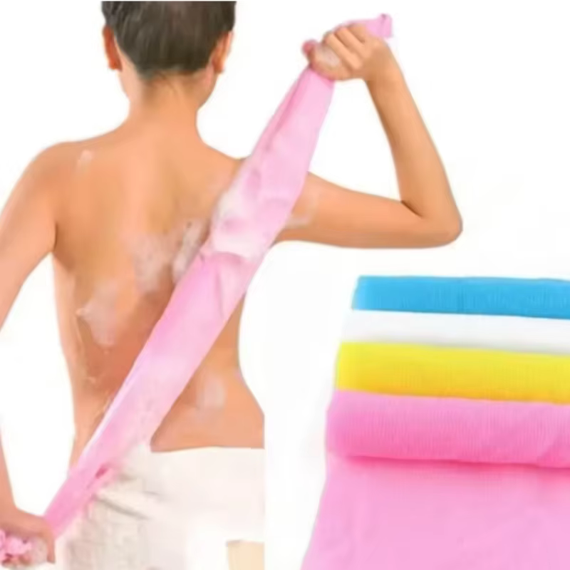 Lot de 3 serviettes de bain japonaises exfoliantes pour le corps, en nylon, pour le polissage de la peau et le gommage du dos