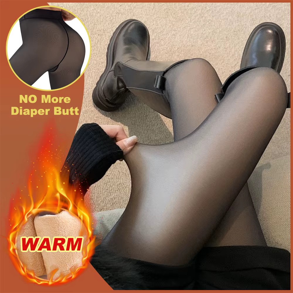 Collants noirs doublés en polaire pour femmes