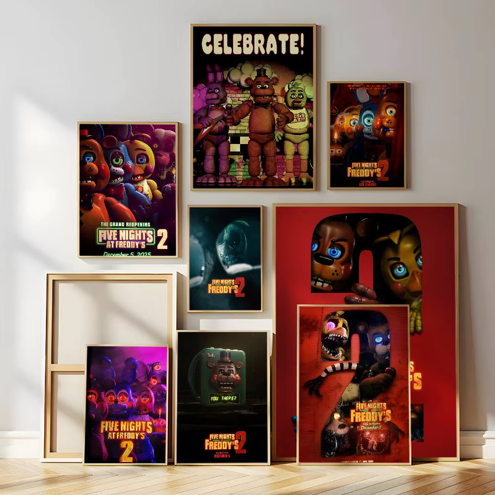 Affiche de dessin animé Fnaf Five-nights-At-Freddys 2, autocollant étanche pour décor de salle de Bar, cadeau imprimé de haute qualité