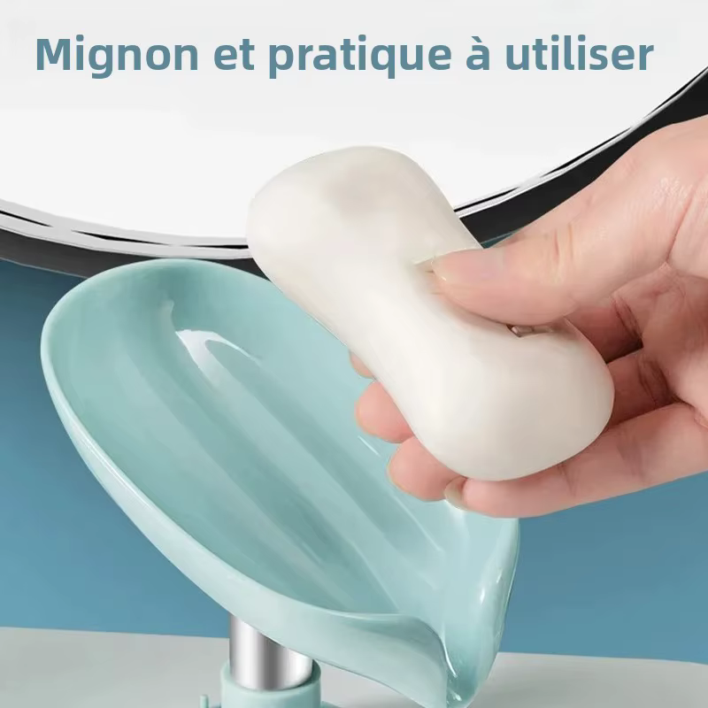 Porte-savon en forme de feuille, 1 pièce, boîte à savon, plateau à ventouse, support de séchage pour douche, conteneur d'éponge, accessoires de cuisine et de salle de bains