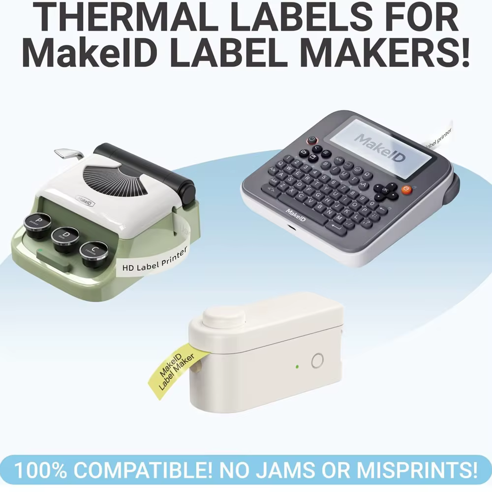 MakeID – ruban pour étiqueteuse L1 E1 Q1, 6 rouleaux, 9mm, 12mm, 16mm (4 mètres/rouleau), autocollant de bureau laminé