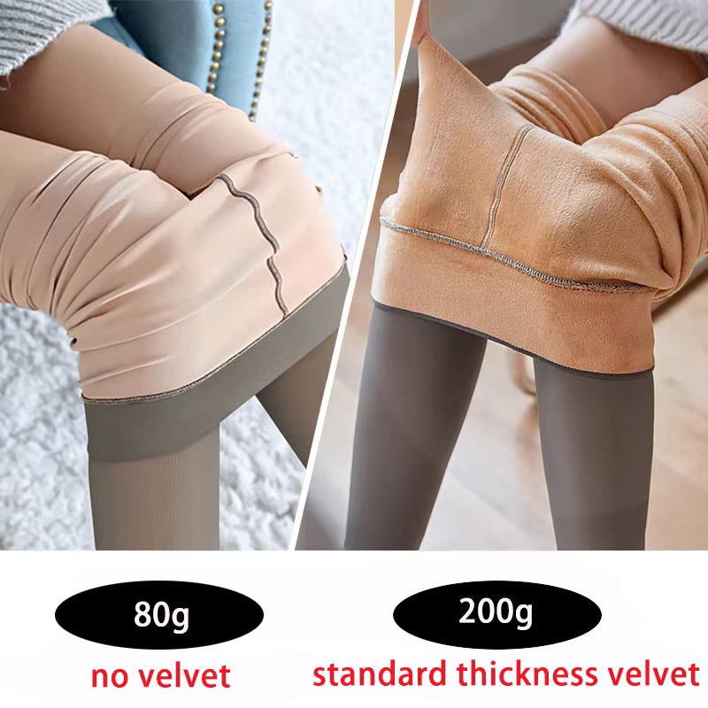 Collants femmes hiver translucide polaire Leggings chauds Push Up élasticité bas thermiques femme velours mince épaissir