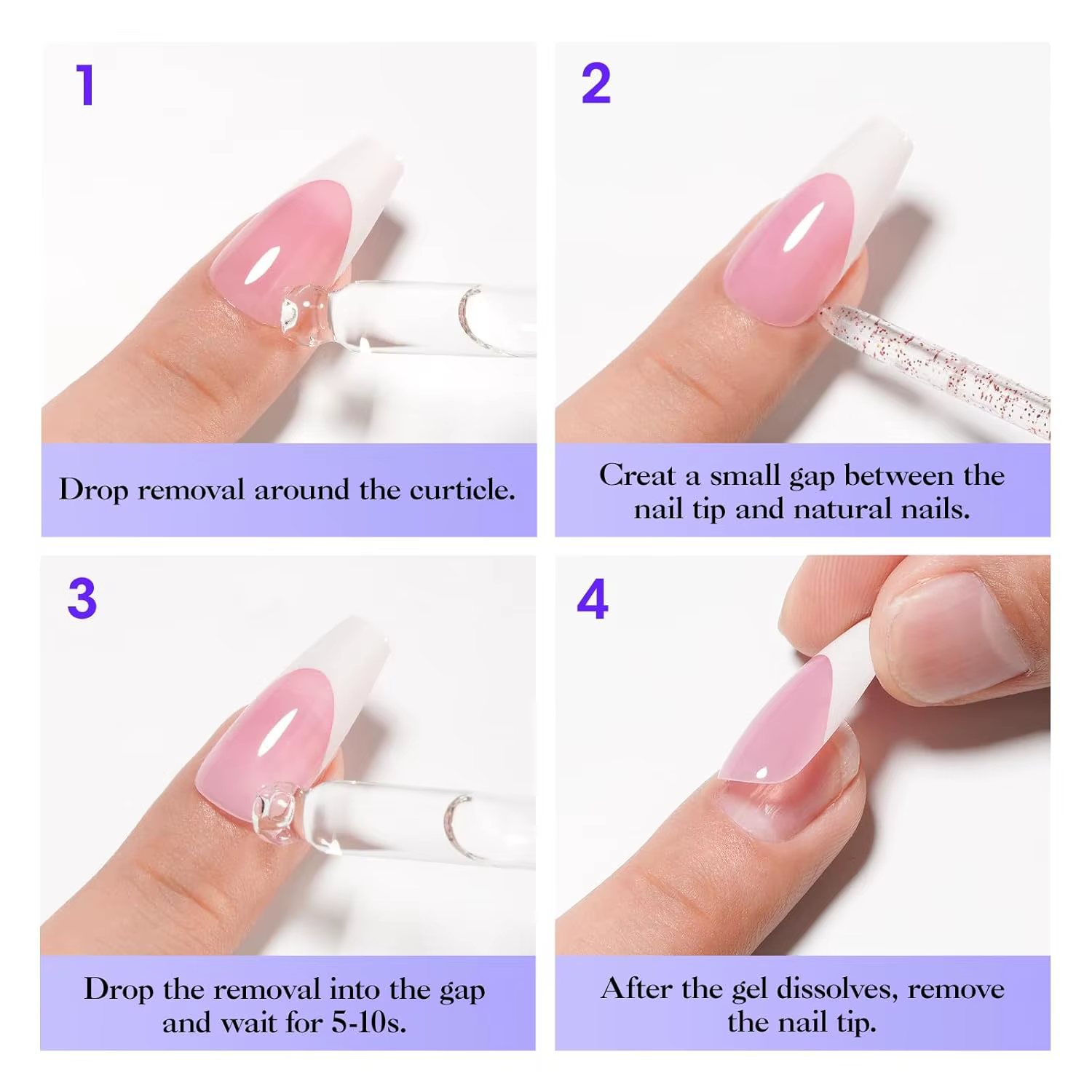 GELLEN 40ml Dissolvant de Colle à Ongles Formule Douce pour Ongles Postiches Gel UV Faux Ongles Dissolvant Sans Acétone Inodore Fournitures de Soins des Ongles