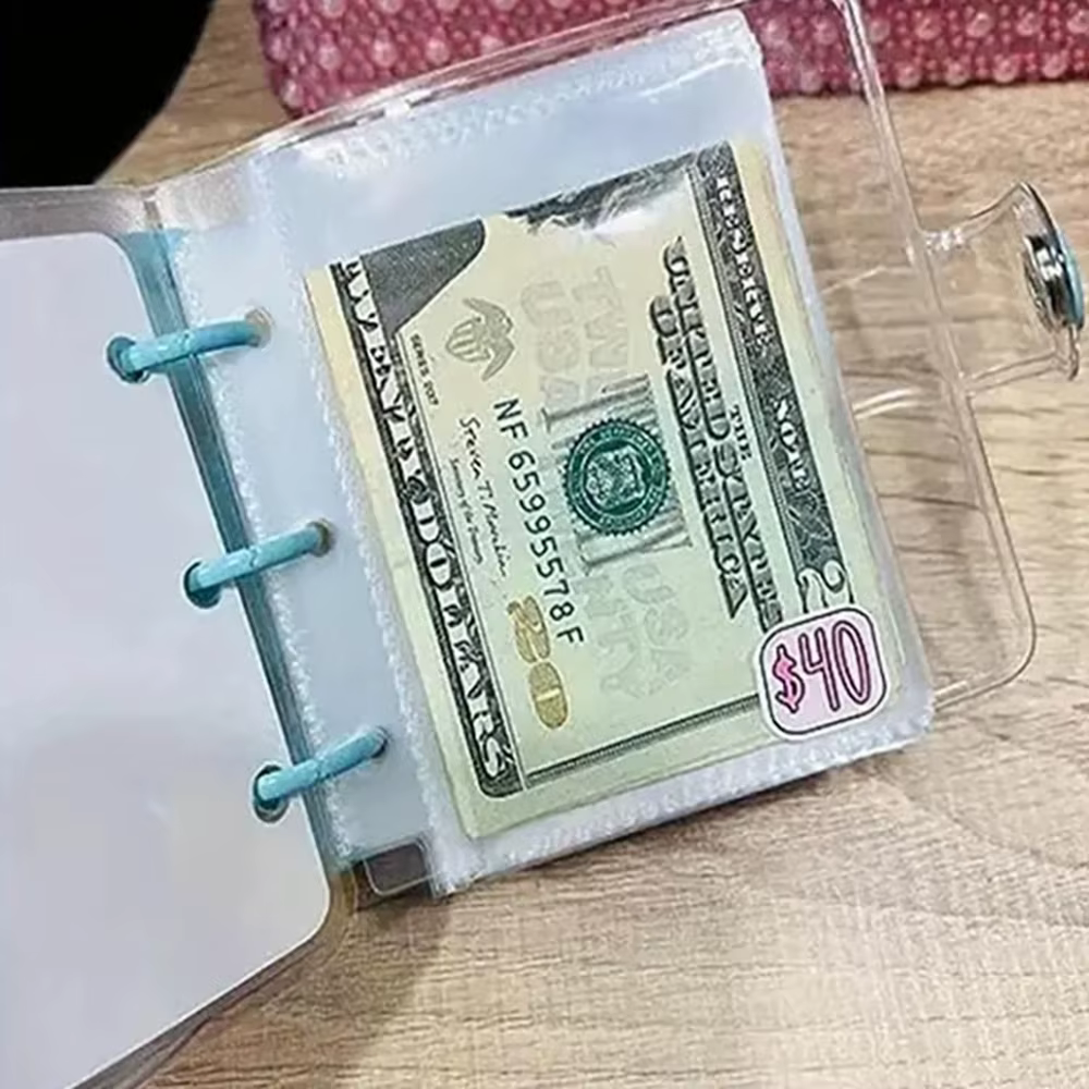 Pochette à monnaie pour défi d'épargne, 1000 mini-enveloppes pour argent liquide, classeur de budget en PVC étanche, classeur de défis d'épargne, carnet à feuilles mobiles