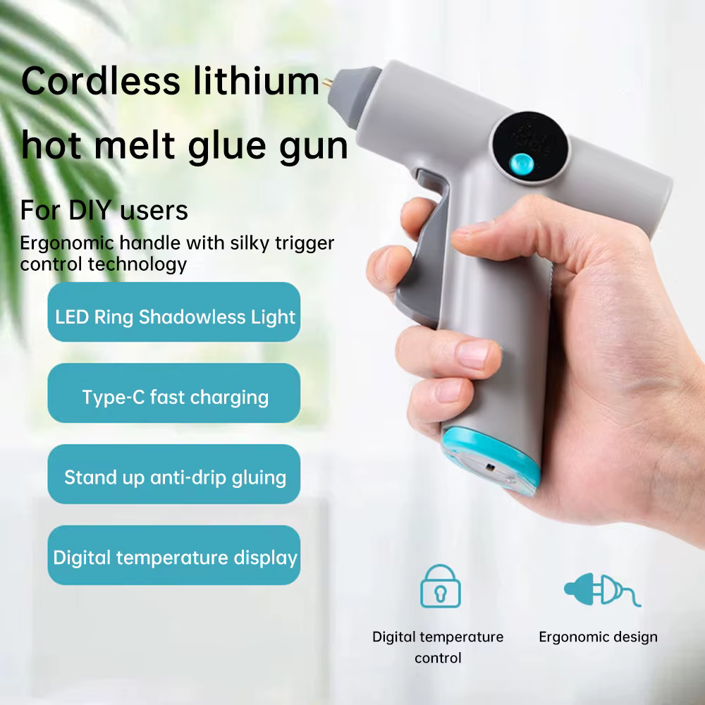 Pistolet à colle chaude sans fil avec 22 pièces, outils artisanaux, lumière LED, batterie au Lithium, affichage de la température, pistolet à colle Rechargeable à monter soi-même