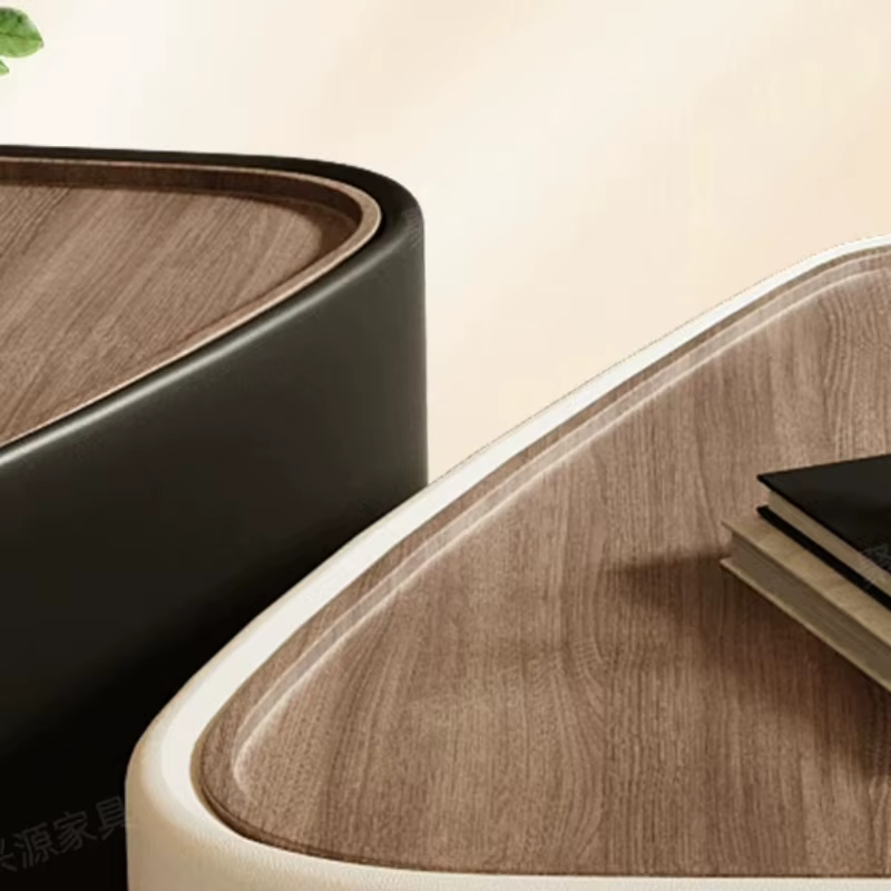 Table basse de salon, petite surface, luxe, crème, design, simple, bois massif, minimaliste, rangement, nordique, ronde, meuble central