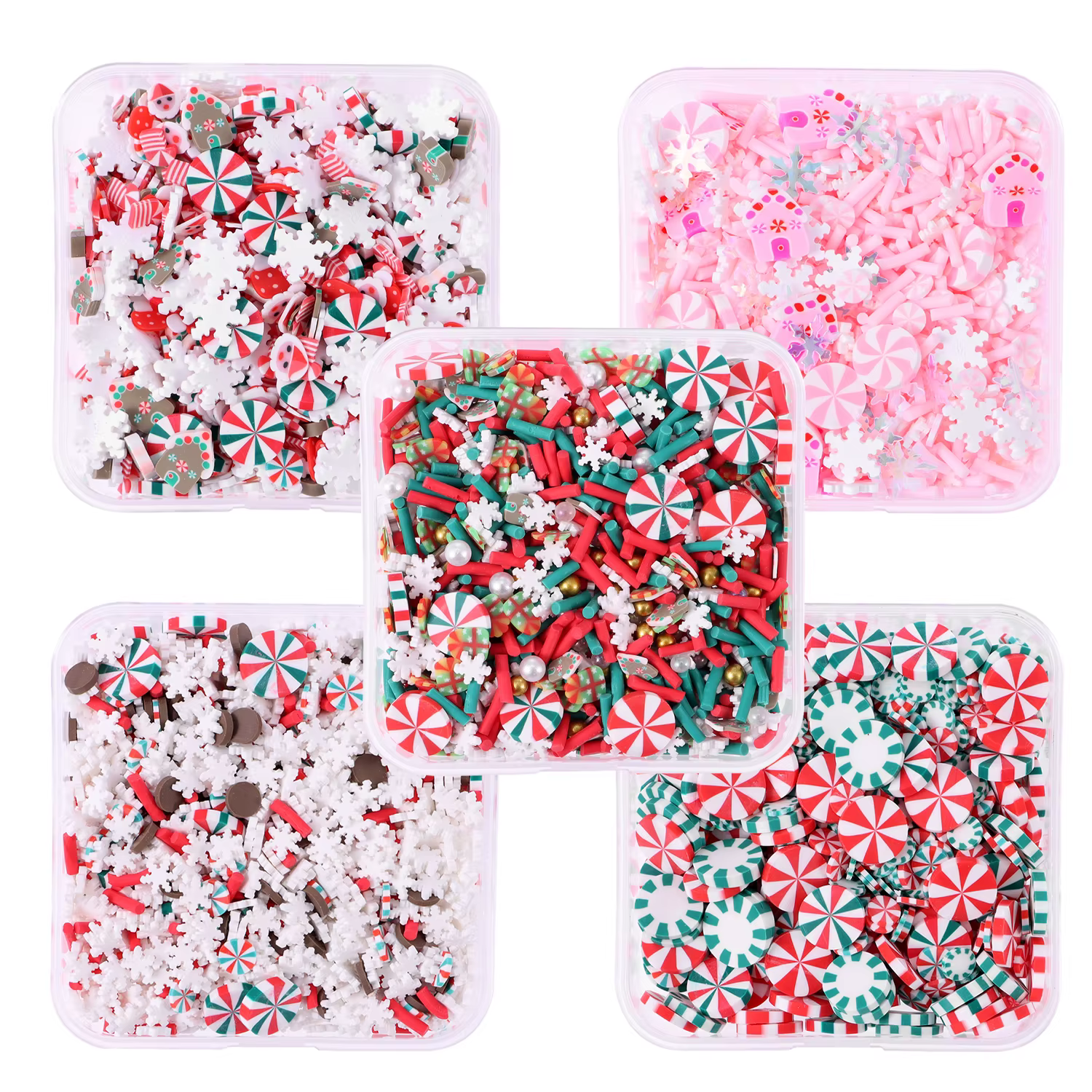 Tranches d'argile polymère de noël 40g, remplissage en résine époxy, mignon flocon de neige, matériaux Slime de vacances, bricolage artisanat fournitures de manucure