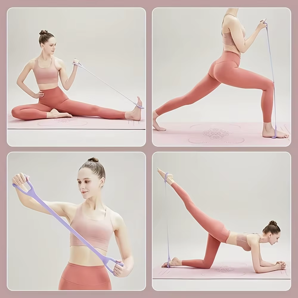 Civière en forme de 8 pour le fitness à domicile, la mise en forme du dos, bande élastique avec épaule ouverte et bande d'étirement du dos pour l'exercice des épaules
