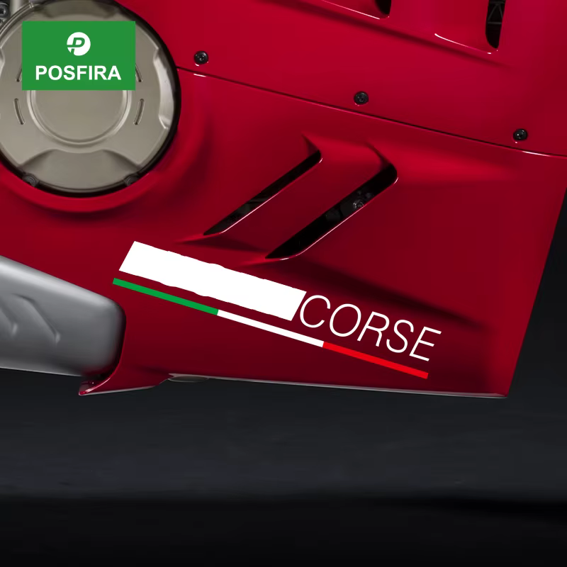Autocollant de carénage de moto POSFIRA en vinyle pour Ducati Panigale V4 V4R V4S V4SP V4 SP2, design tricolore, logo Corse, accessoires