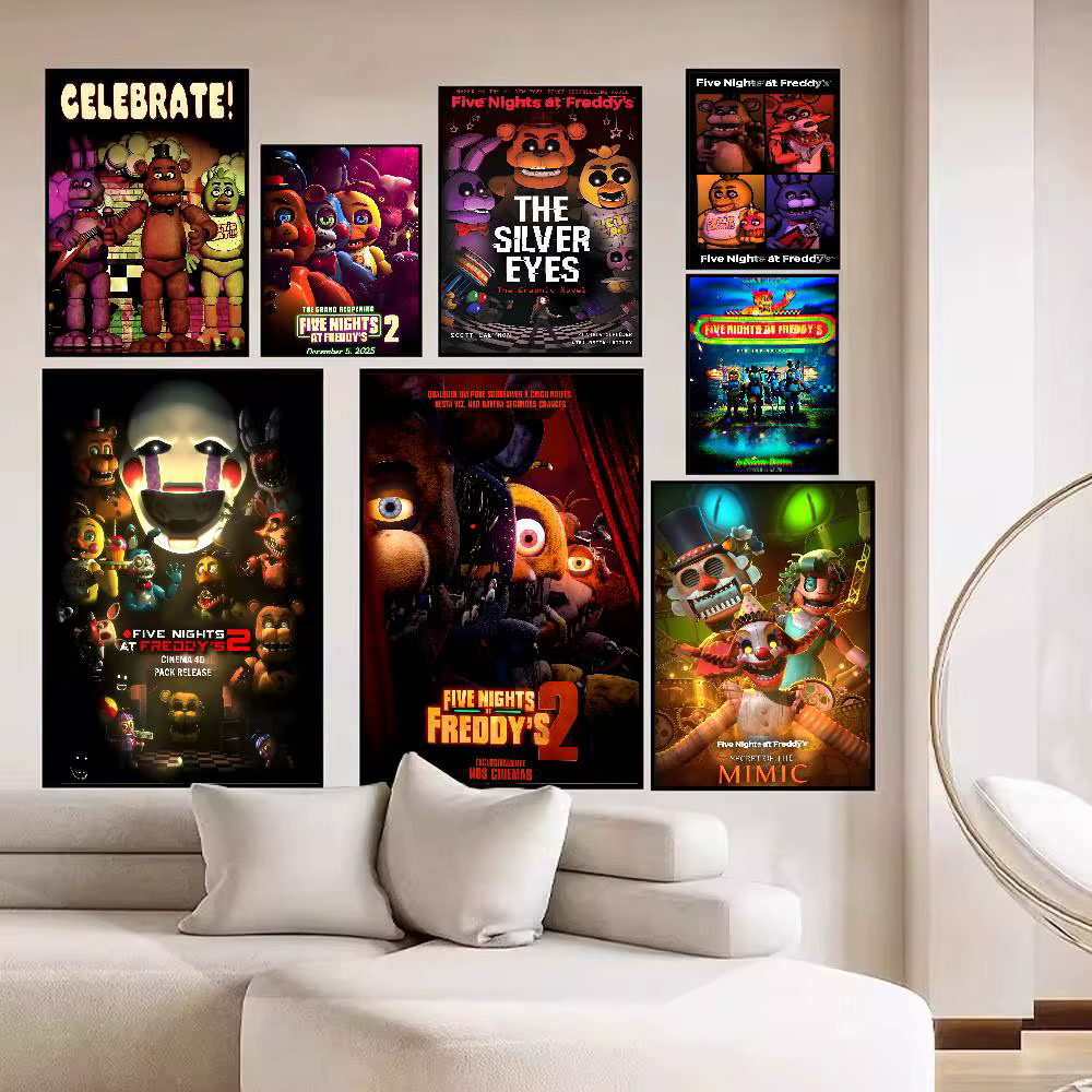 Affiche artistique autocollante classique Fnaf Five-nights-At-Freddys, impressions sur papier blanc, affiches artistiques, peinture murale esthétique