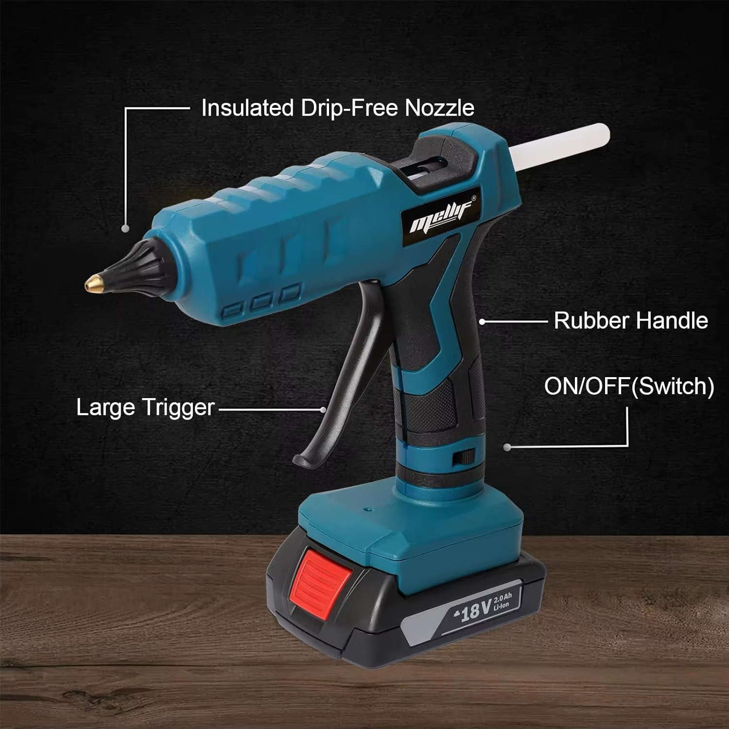 Pistolet à colle sans fil pour batterie Bosch 18V GBA/GBA ProCORE, pistolet à colle chaude pleine taille, bâton de 11 mm pour le bricolage (sans batterie)