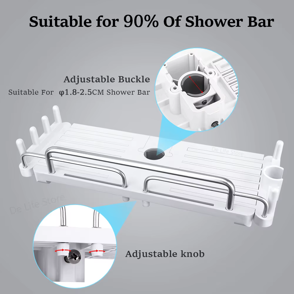 etagere salle de bains sans percage Étagère de douche extensible avec crochet, sans propositions, shampoing, support de pommeau de douche, accessoires