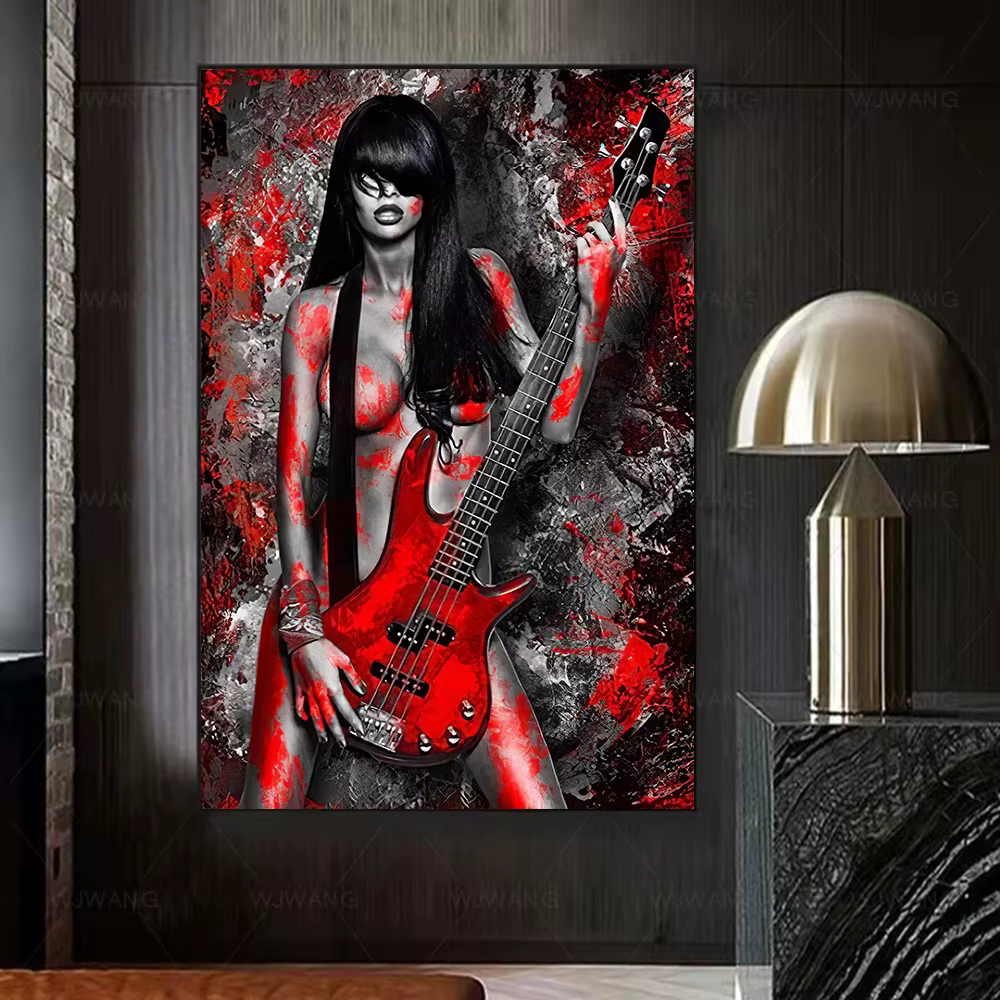 Impression sur toile de femme nue sexy rouge, affiche d'ange sensuel, art mural abstrait, gérer la peinture pour chambre à coucher, décoration d'intérieur