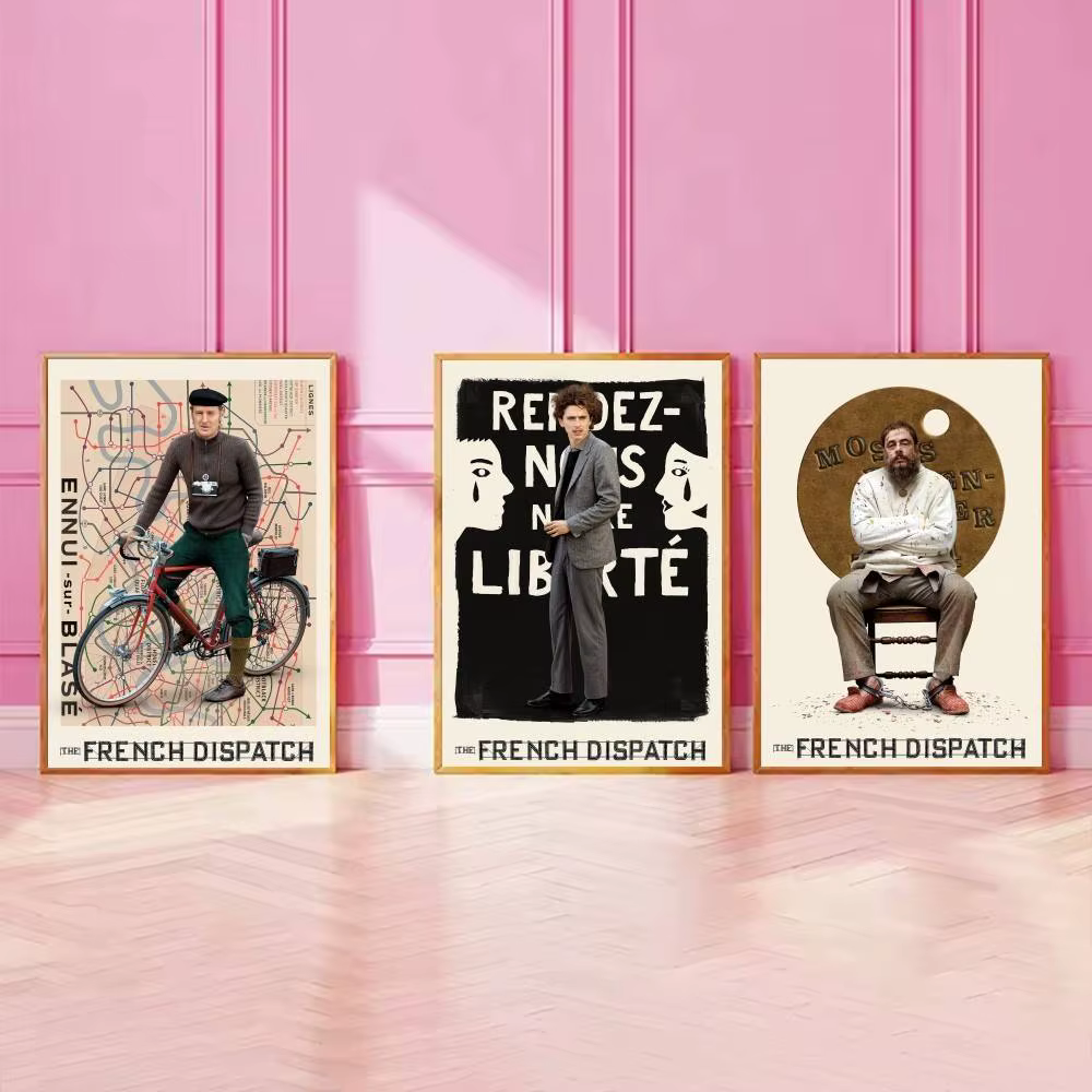 Affiche vintage The French Dispatch, impression artistique de film classique de Wes Anderson, décoration murale minimaliste pour chambre à coucher, dortoir, maison, cadeau