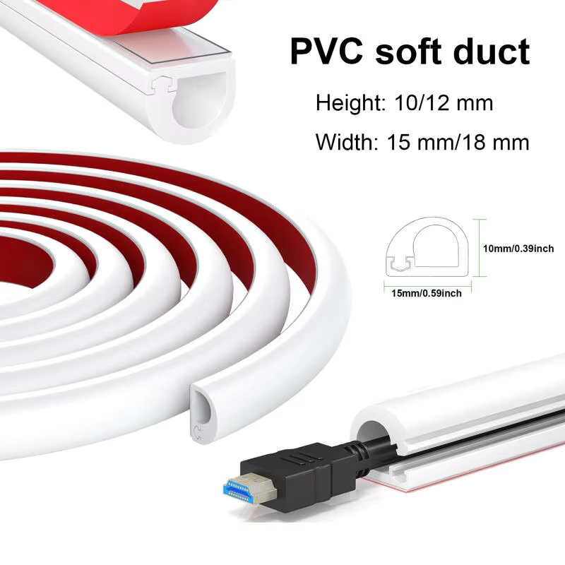 Protecteur de câble de sol en PVC auto-adhésif de 1 m, gaine flexible pour câbles d'intérieur, rampe de sécurité, dissimulateur de câbles facile à installer
