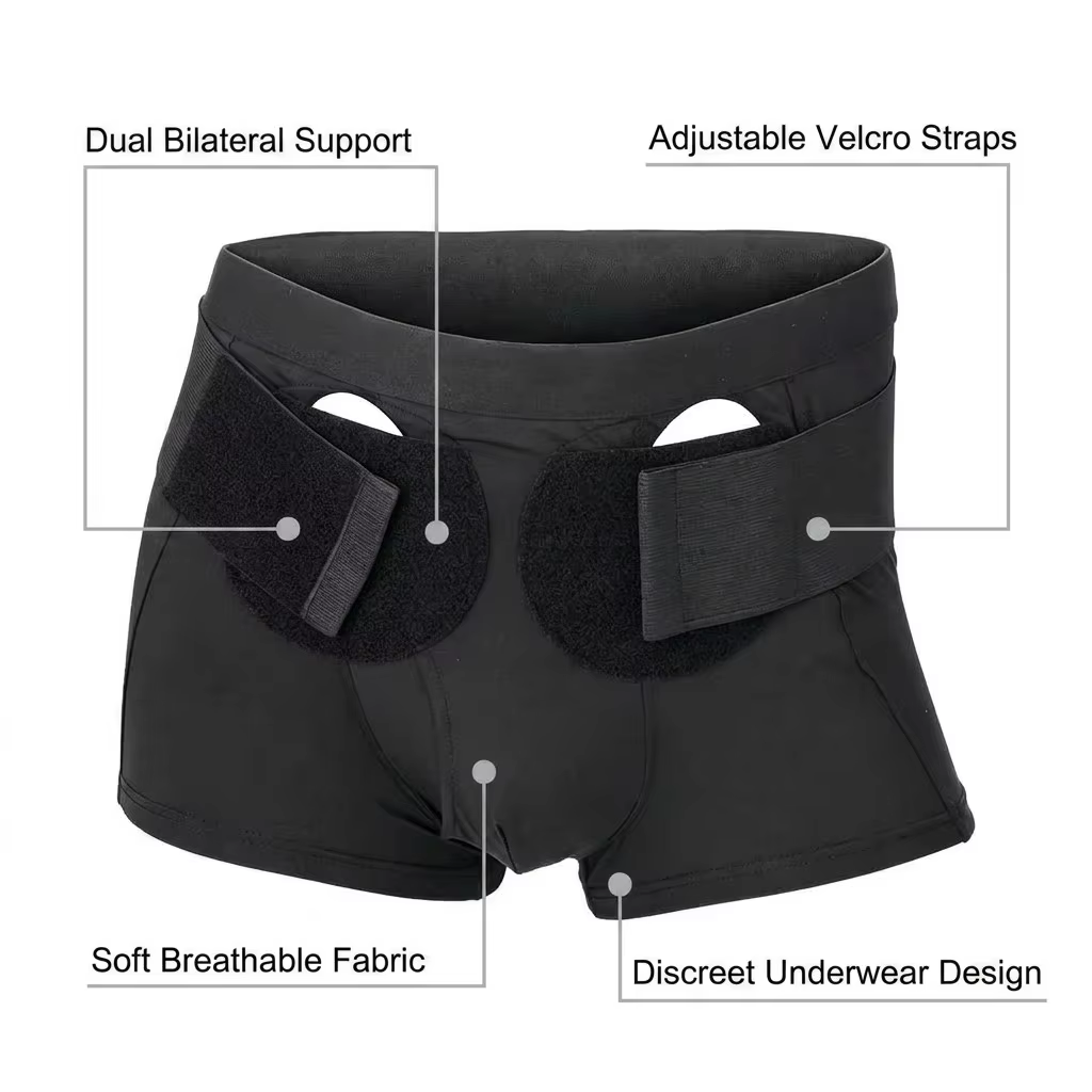 Shorts de soutien inguinal post-opératoire avec sangle latérale ajustable