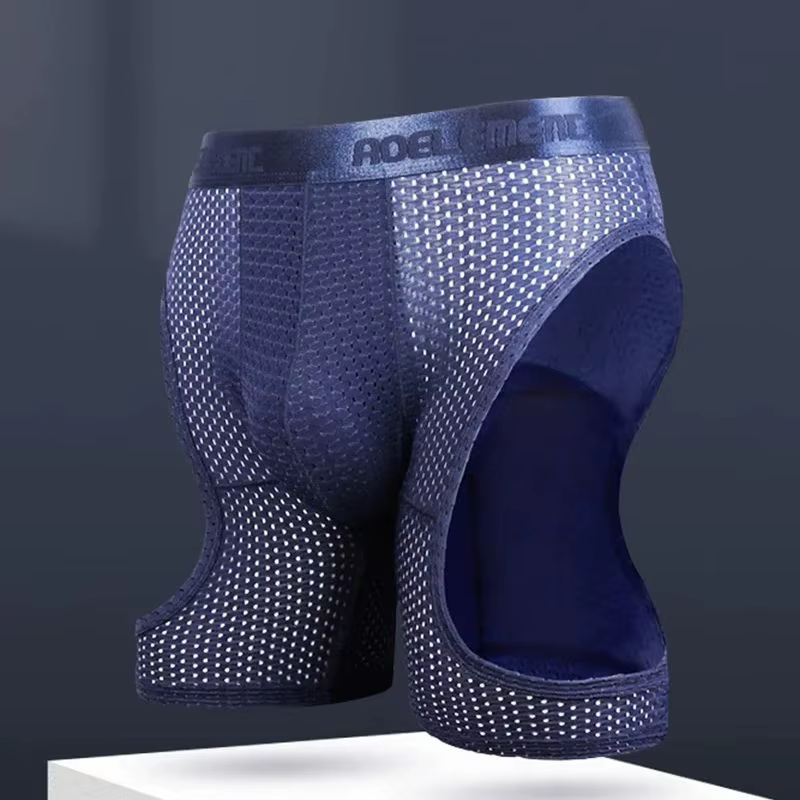 Slip de sport pour hommes, fitness, soie glacée, entraînement fin, séchage rapide, course à pied, jambe allongée, anti-usure, pantalon boxer à entrejambe non-usure