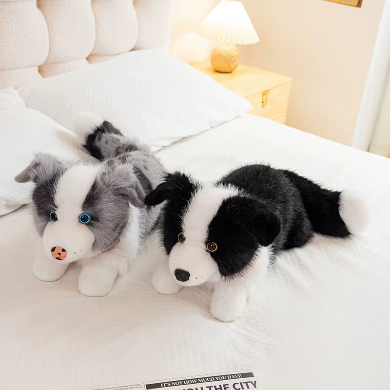 Jouets en peluche style collier Border Collie, quatre couleurs, 40/50CM, poupée chiot en peluche douce, jouets amusants pour enfants, cadeaux